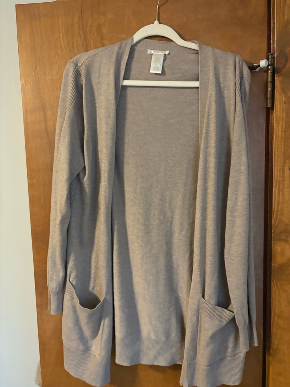 Matty M Light Taupe Open-Front Cardigan